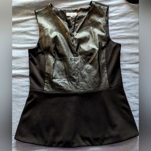 Calvin Klein black faux leather peplum top. SzM. Gently worn.